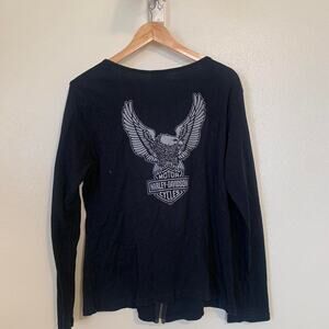 Vintage Harley Davidson zip up long sleeve Top
